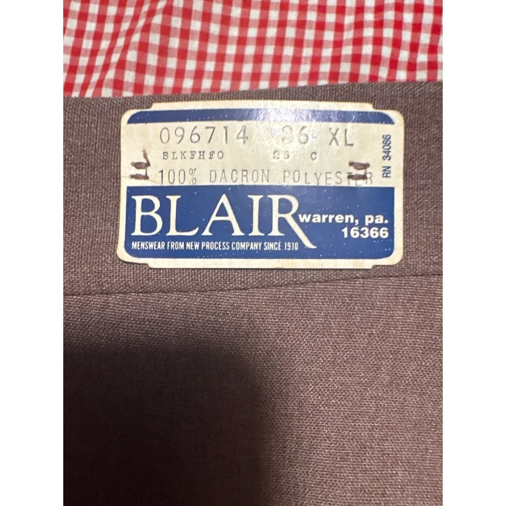 Vintage JB Blair Men's Khaki Trousers Size 36x34 Flat Front‎ Polyester Dress